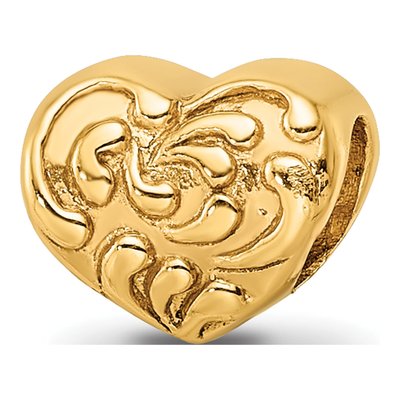 Gold-Plated Sterling Silver Scroll Heart Bead