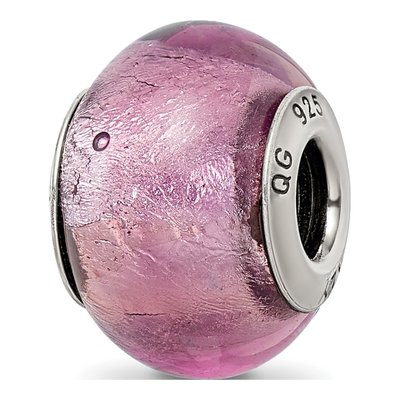 Sterling Silver Lavender Murano Glass Bead