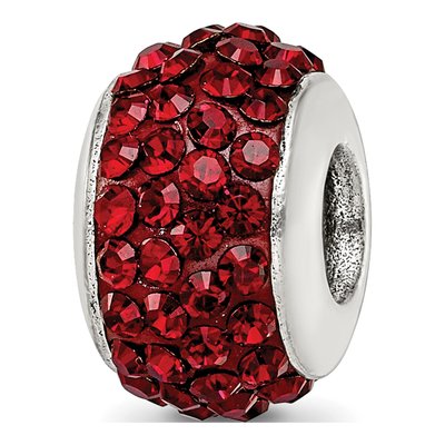 Sterling Silver Crystal Maroon Bead
