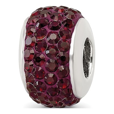 Sterling Silver Crystal Crimson Bead
