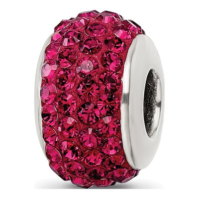 Sterling Silver Crystal Maroon Bead