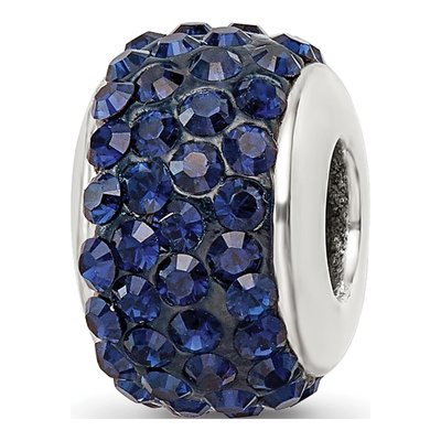 Sterling Silver Crystal Navy Bead