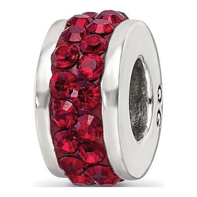 Sterling Silver Crystal Maroon Bead