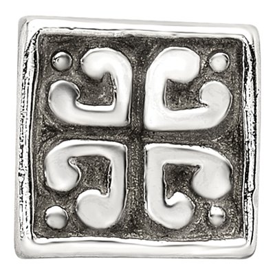 Sterling Silver Heart Cube Bead – view 5