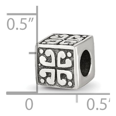 Sterling Silver Heart Cube Bead – view 6