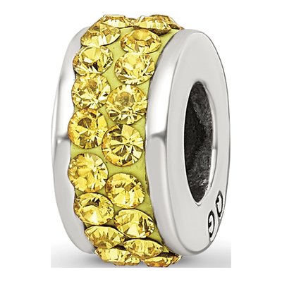 Sterling Silver Crystal Double Row Bead