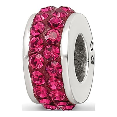 Sterling Silver Crystal Maroon Bead