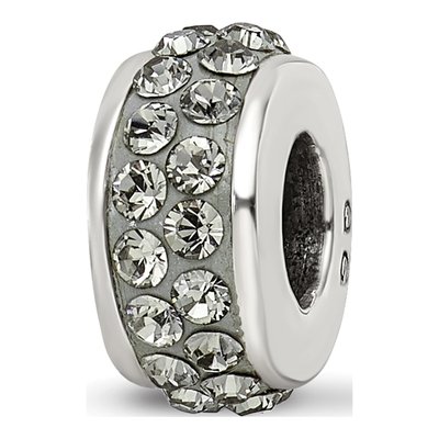 Sterling Silver Crystal Silver-Grey Bead
