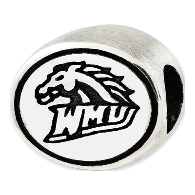 Western Michigan University Sterling Silver Antiqued Bead