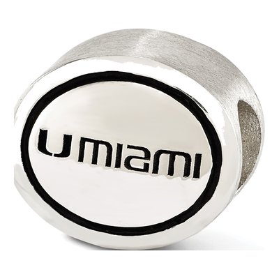 University of Miami Sterling Silver Antiqued Bead