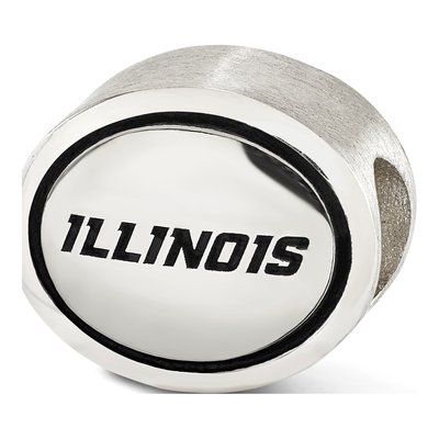 University of Illinois Sterling Silver Antiqued Bead