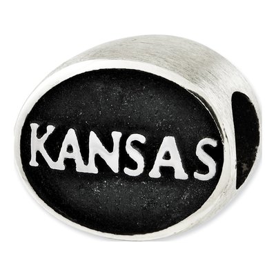 University of Kansas Sterling Silver Antiqued Bead – view 4