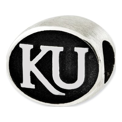 University of Kansas Sterling Silver Antiqued Bead