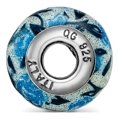 Sterling Silver Blue Glitter Glass Bead – view 4