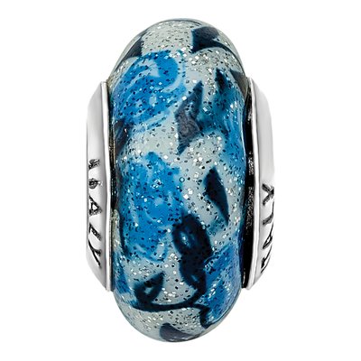 Sterling Silver Blue Glitter Glass Bead – view 6