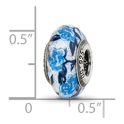 Sterling Silver Blue Glitter Glass Bead – view 7
