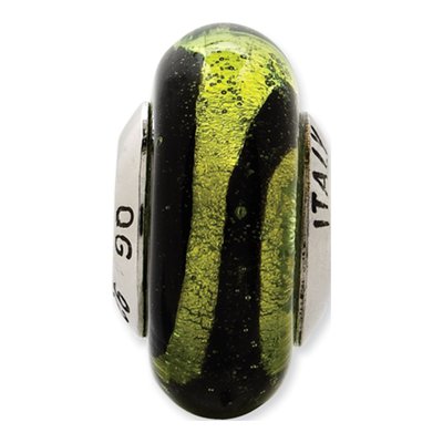 Sterling Silver Murano Glass Lime Black Bead – view 5