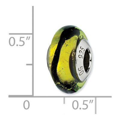 Sterling Silver Murano Glass Lime Black Bead – view 6