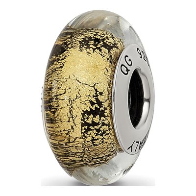 Sterling Silver Black Murano Glass Bead