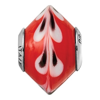 Sterling Silver Red Murano Glass Bead – view 5