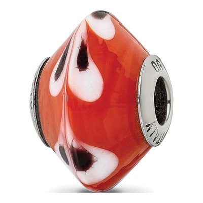 Sterling Silver Red Murano Glass Bead