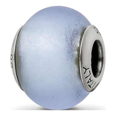 Sterling Silver Light Blue Murano Glass Bead