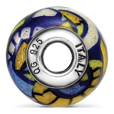 Sterling Silver Multicolor Glitter Glass Bead – view 4