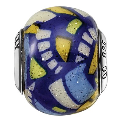 Sterling Silver Multicolor Glitter Glass Bead – view 5