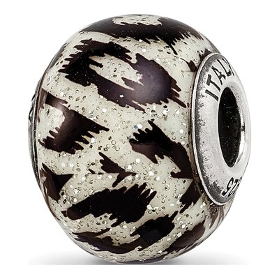 Sterling Silver Black Glass Bead