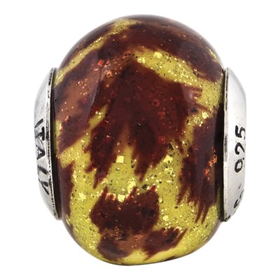 Sterling Silver Brown Glitter Glass Bead – view 4