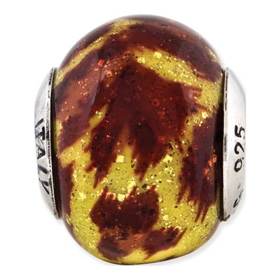 Sterling Silver Brown Glitter Glass Bead – view 5