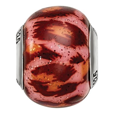 Sterling Silver Pink Brown Glass Bead – view 6