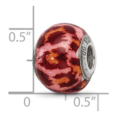 Sterling Silver Pink Brown Glass Bead – view 7