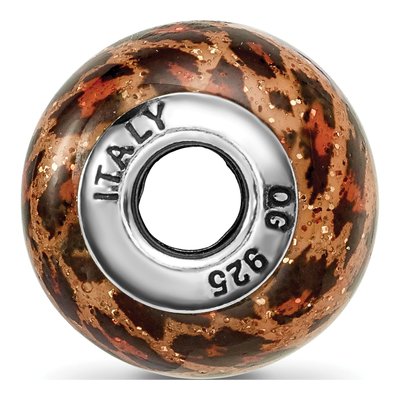 Sterling Silver Brown Jaguar Glass Bead – view 4