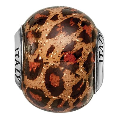 Sterling Silver Brown Jaguar Glass Bead – view 6