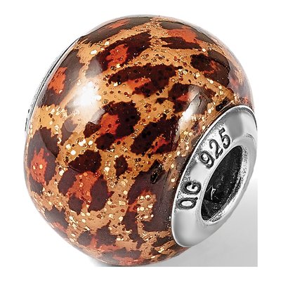 Sterling Silver Brown Jaguar Glass Bead – view 8