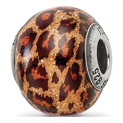 Sterling Silver Brown Jaguar Glass Bead