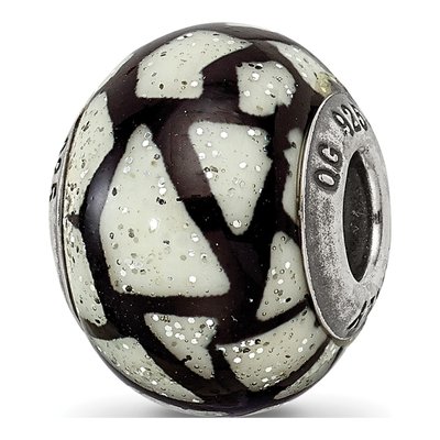 Sterling Silver Black Glass Bead