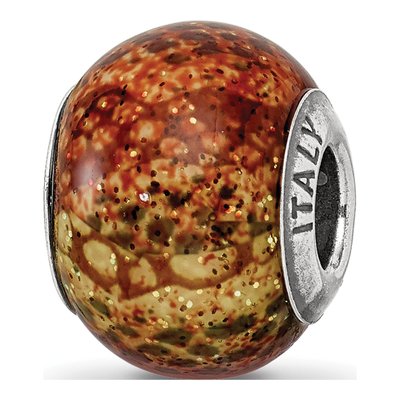 Sterling Silver Python Glitter Glass Bead