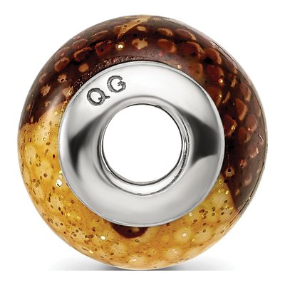 Sterling Silver Brown Glitter Glass Bead – view 4