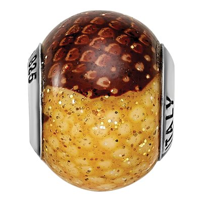 Sterling Silver Brown Glitter Glass Bead – view 6