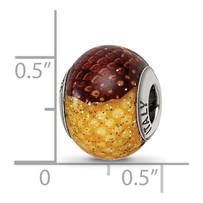 Sterling Silver Brown Glitter Glass Bead – view 7