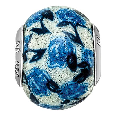 Sterling Silver Blue Glitter Glass Bead – view 6