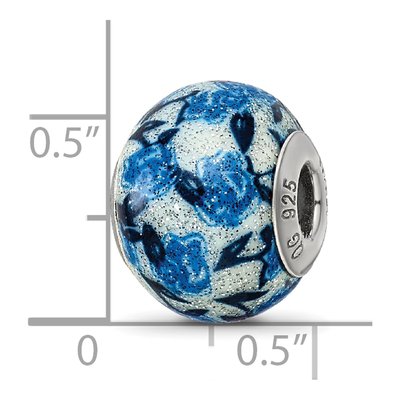 Sterling Silver Blue Glitter Glass Bead – view 7