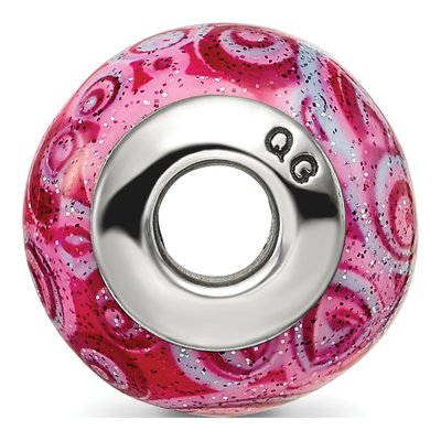Sterling Silver Pink Purple Swirl Glass Bead – view 4