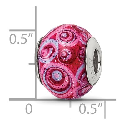 Sterling Silver Pink Purple Swirl Glass Bead – view 7