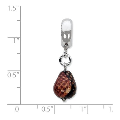 Sterling Silver Dark Brown Glitter Murano Dangle Bead – view 4
