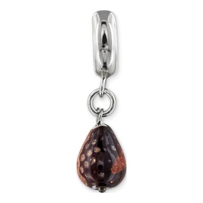 Sterling Silver Dark Brown Glitter Murano Dangle Bead – view 5