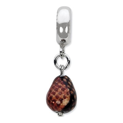 Sterling Silver Dark Brown Glitter Murano Dangle Bead