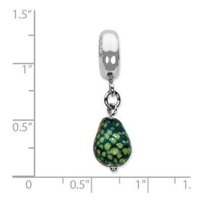 Sterling Silver Green Glitter Glass Dangle Bead – view 4